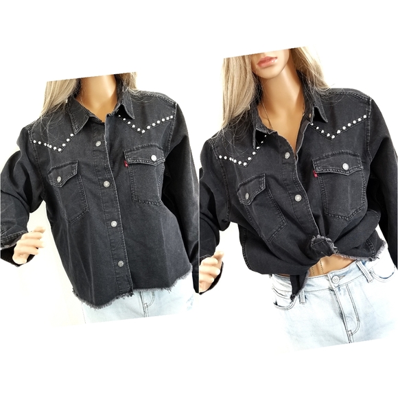 Western/MOTO Shirt Jacket LEVI'S Raw Distressed - Picture 5 of 9